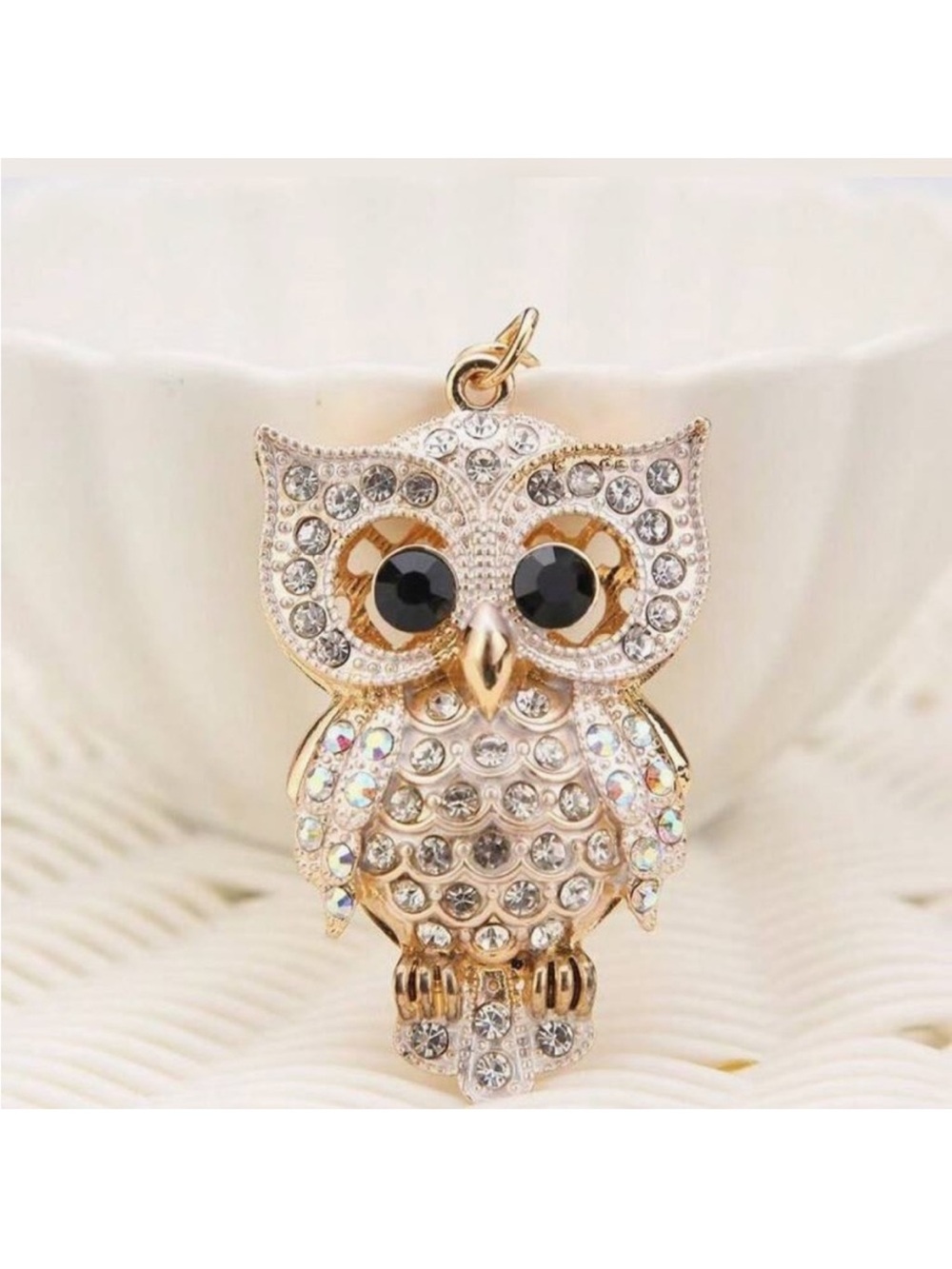 Gold Crystal Owl Keychain/Charm